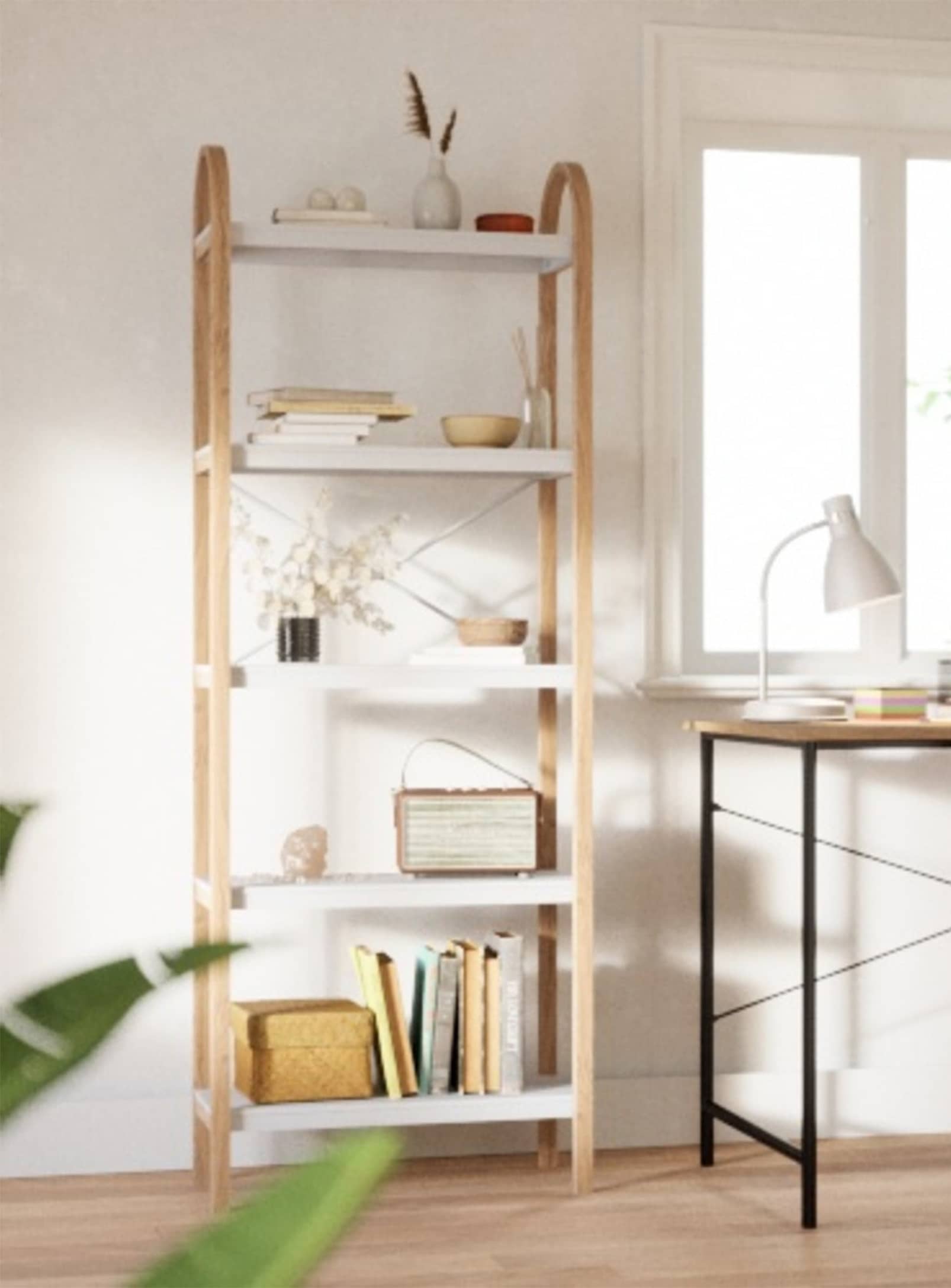 Fulcrum Baguette shelf 6shelves ① Zig Zag Shelf Media, Walnut — Hem
