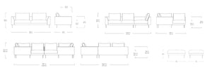 Renfrew, sofa sectionnel et ottoman, en tissu, par Gus* Modern, dimensions
