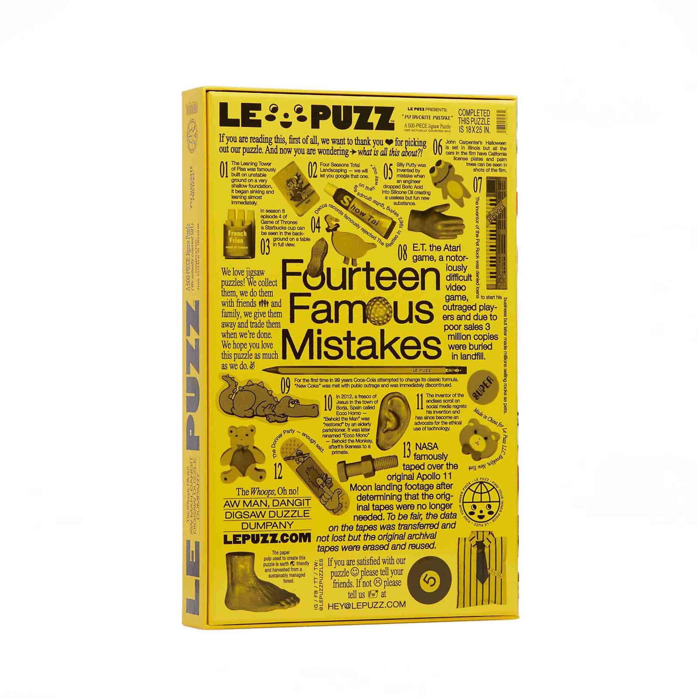 Explorez la collection de gommes à effacer avec le casse-tête My Favorite Mistake de Le Puzz. Un défi de 500 pièces rappelant que chaque erreur est une opportunité d'apprendre et de grandir.