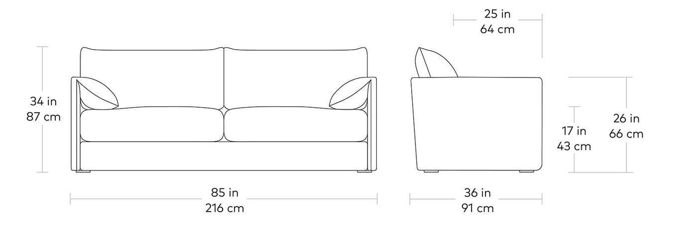 Neru, canapé-lit par Gus* Modern, dimensions