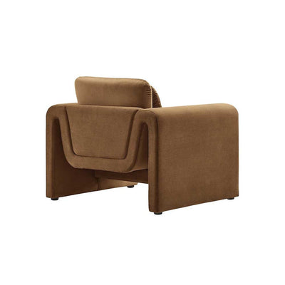 Waverly, fauteuil confortable avec coussins, en velours, brun