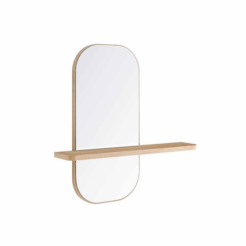 Le miroir Solstice incarne l'élégance et la polyvalence. Bords arrondis, design unique en deux parties, et étagère pratique ajoutent style et fonctionnalité à n'importe quelle pièce. Fabriqué en bois de mindi pour une durabilité exceptionnelle.