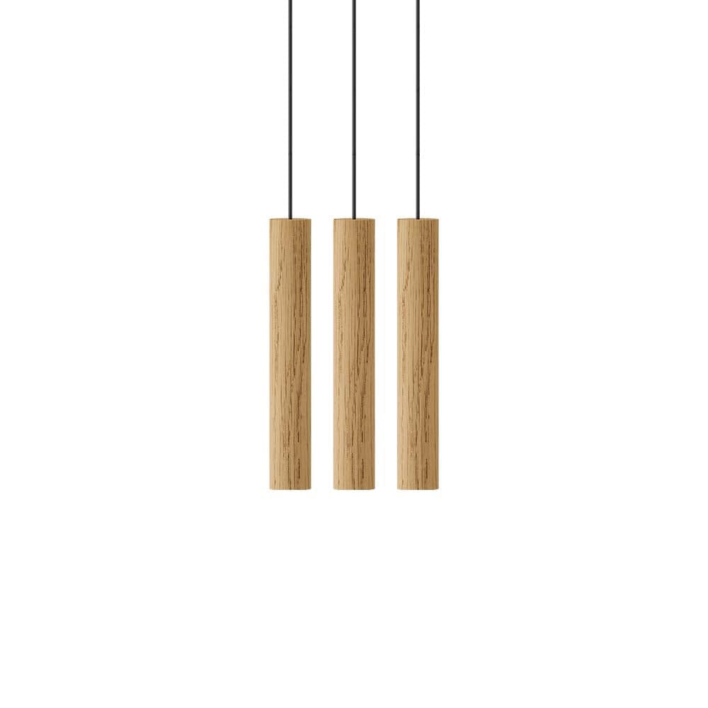 Umage Chimes Cluster 3, lampe suspendue composée de trois spots, en bois, chêne