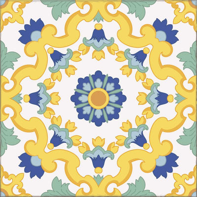 Calidoscopi, tapis en vinyle plat avec motif par Adama Alma