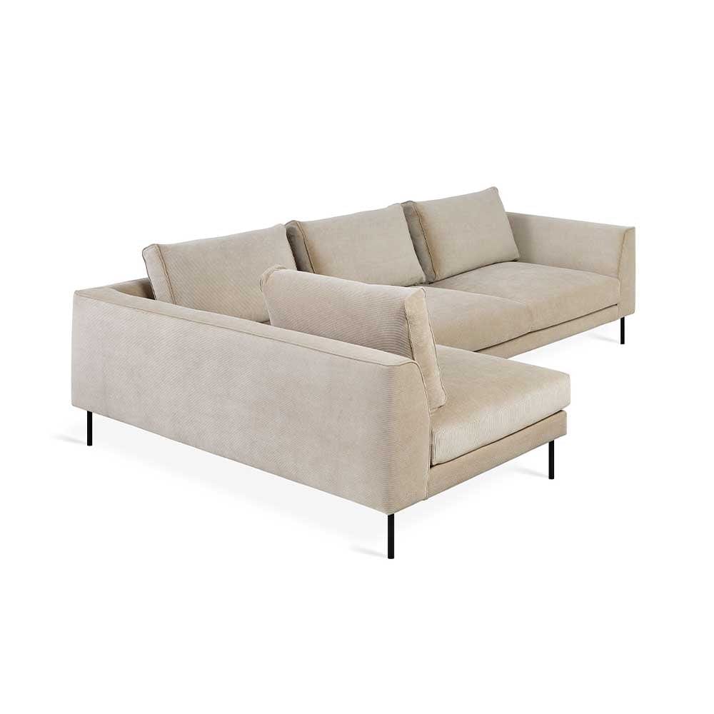 Gus* Modern Renfrew, sofa sectionnel, en tissu, mersey caribou, gauche