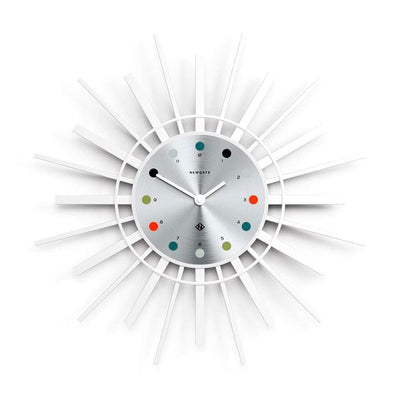 Newgate Stingray, horloge murale, en acrylique, blanc / argent