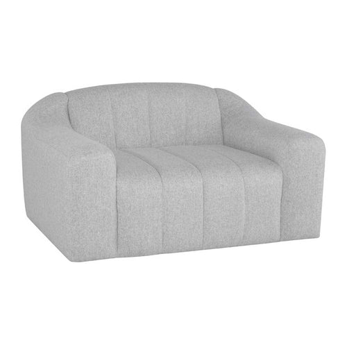 Nuevo Coraline, large fauteuil cannelé, en tissu suede ou lin, gris lin