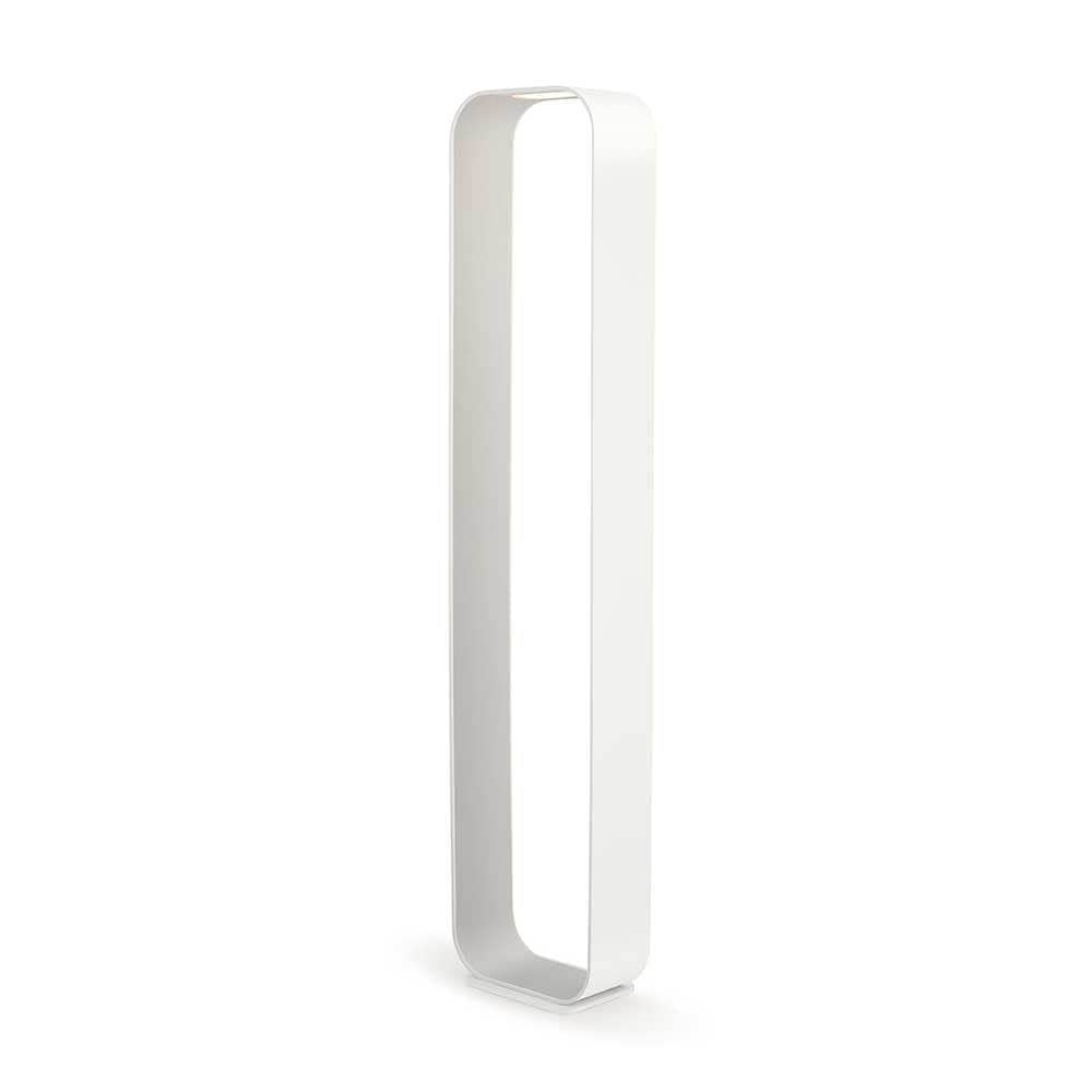 Pablo Designs Contour, lampe sur pied LED avec un espace intérieur, en aluminium et bois ou tissu, blanc, perle