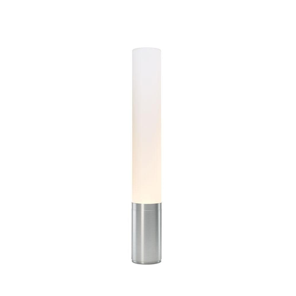 Pablo Designs Elise, lampe sur pied en forme de cylindre, en acier et PMMA, argent, 32ʼʼ