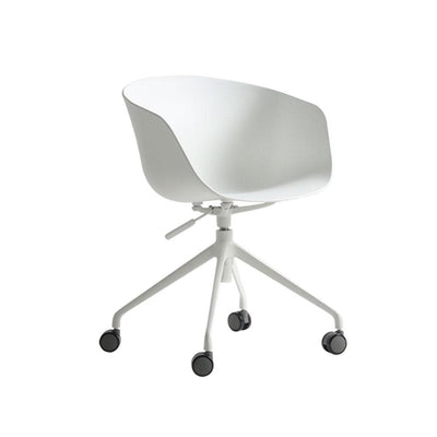 Reproduction About, chaise de bureau à roulette, en polypropylène et métal, blanc