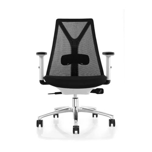 Reproduction Y, chaise de bureau, en polyester et aluminium, noir / blanc