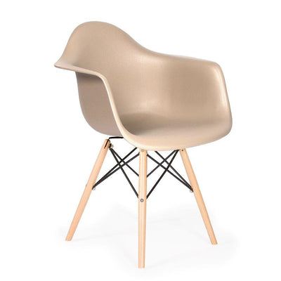 Reproduction Eiffel Daw, chaise à dîner, en polypropylène, bois et métal,  beige, naturel