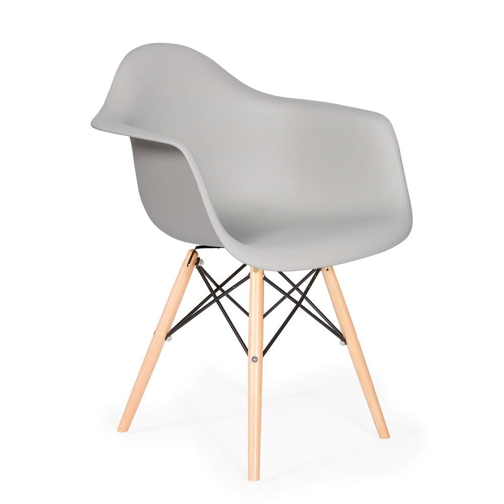 Reproduction Eiffel Daw, chaise à dîner, en polypropylène, bois et métal,  gris pâle, naturel