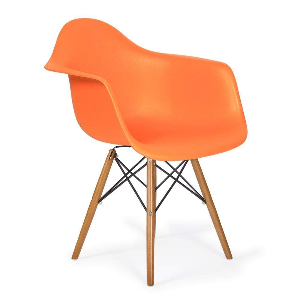 Reproduction Eiffel Daw, chaise à dîner, en polypropylène, bois et métal,  orange, noyer