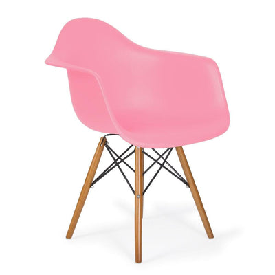 Reproduction Eiffel Daw, chaise à dîner, en polypropylène, bois et métal,  rose pâle, noyer noir