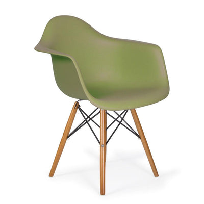 Reproduction Eiffel Daw, chaise à dîner, en polypropylène, bois et métal,  vert kaki, noyer