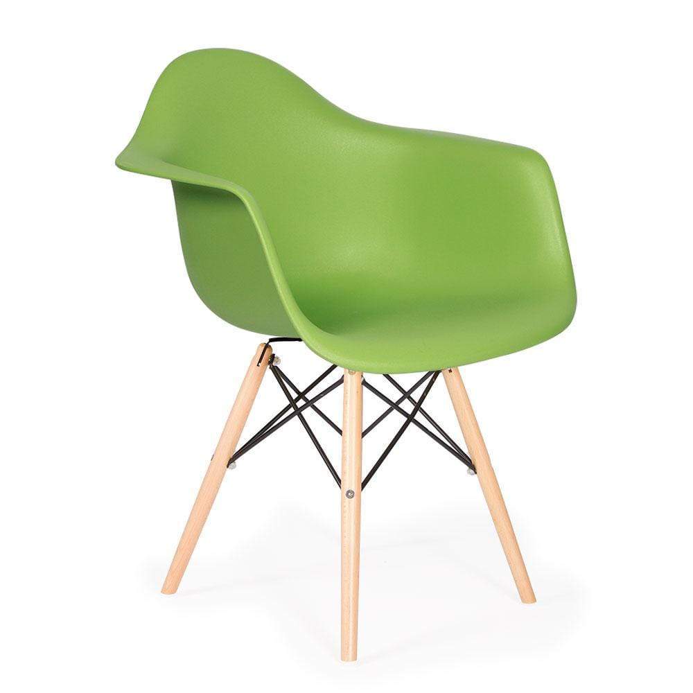 Reproduction Eiffel Daw, chaise à dîner, en polypropylène, bois et métal,  vert lime, naturel