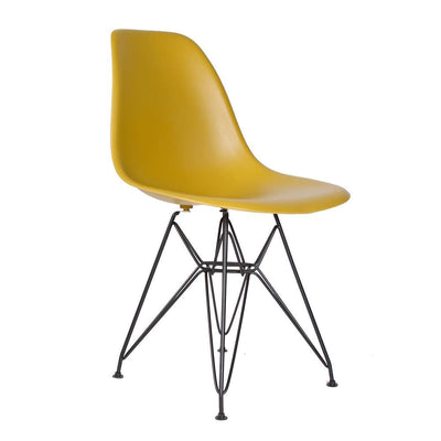 Reproduction Eiffel DSR, chaise à dîner, en polypropylène, bois et métal,  gingembre, métal noir