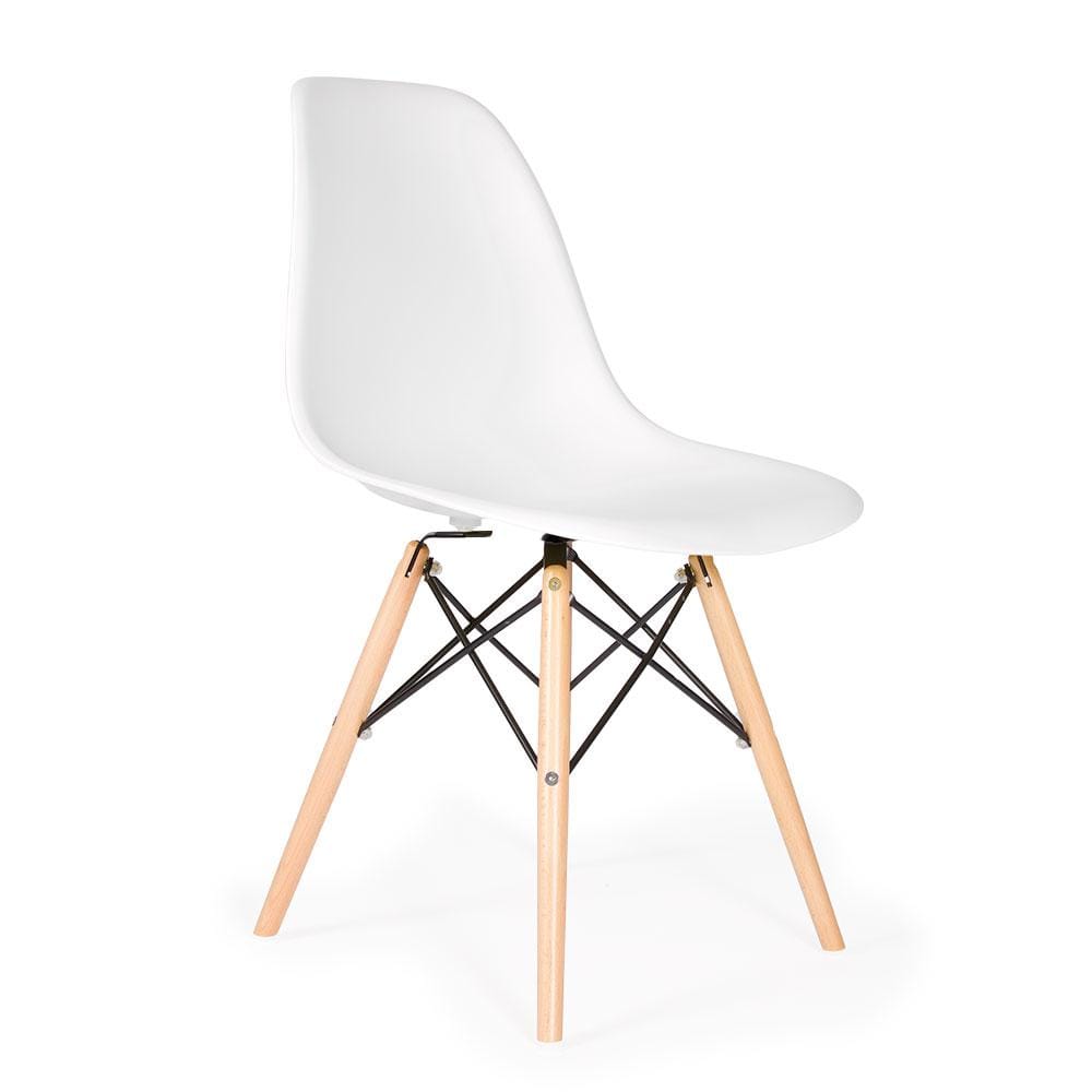Reproduction Eiffel DSW, chaise à dîner, en polypropylène, bois et métal,  blanc, naturel