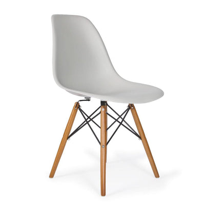 Reproduction Eiffel DSW, chaise à dîner, en polypropylène, bois et métal,  gris pâle, noyer