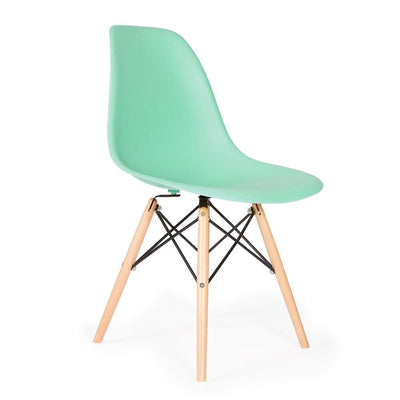 Reproduction Eiffel DSW, chaise à dîner, en polypropylène, bois et métal,  vert menthe, naturel