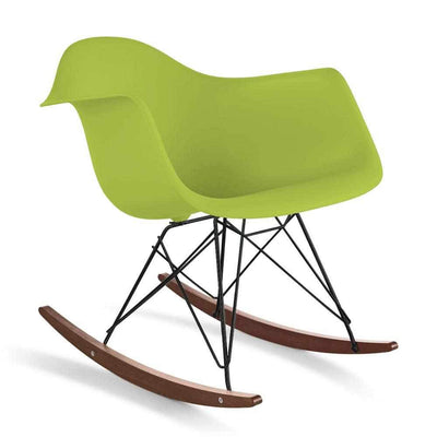 Reproduction Eiffel RAR, chaise berçante, en polypropylène, bois et métal,  vert lime, noyer noir