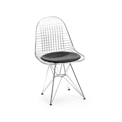 Reproduction Eiffel Wire DKR5, chaise à dîner avec coussin, en métal,  chrome / noir