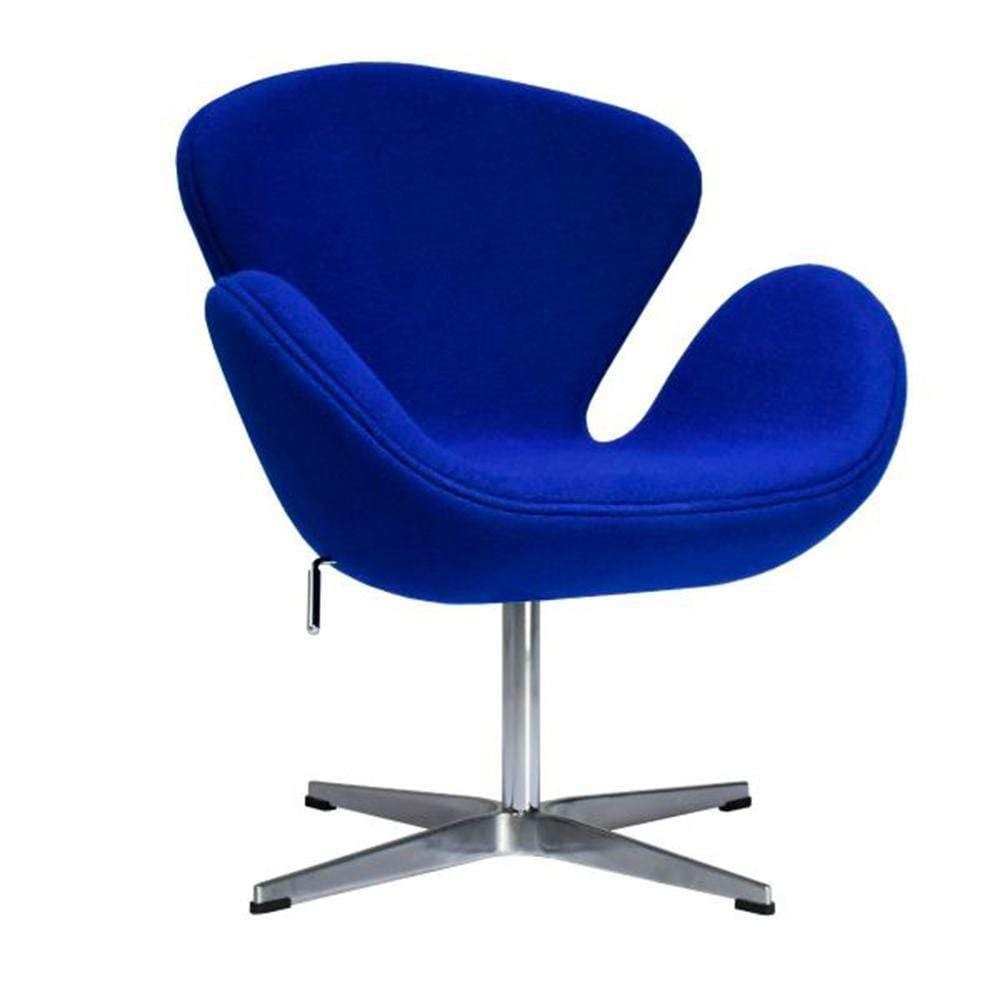 Reproduction Swan, fauteuil, en laine et aluminium, bleu