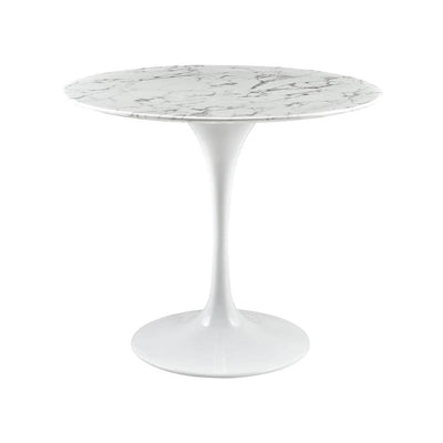 Reproduction Tulipe, table à dîner, en marbre, marbre blanc, 36"