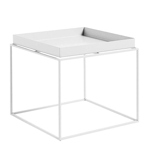 Reproduction Tray, table d’appoint carrée, en métal peint, blanc