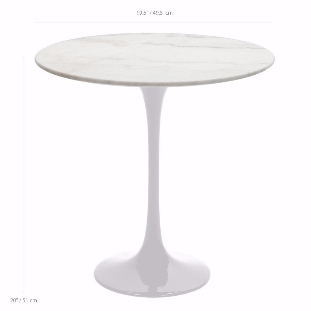 Reproduction Tulipe, table d’appoint ronde, en aluminium et marbre, dimensions