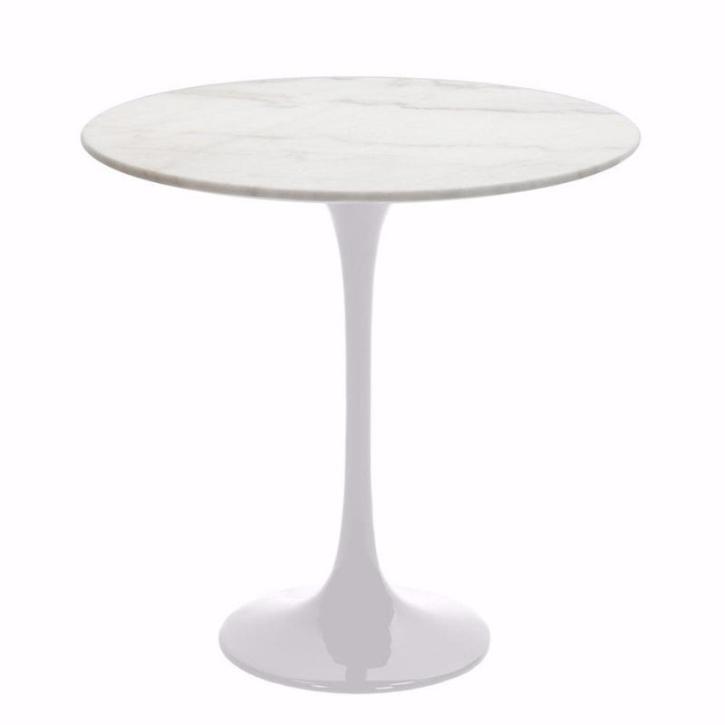 Reproduction Tulipe, table d’appoint ronde, en aluminium et marbre, marbre blanc