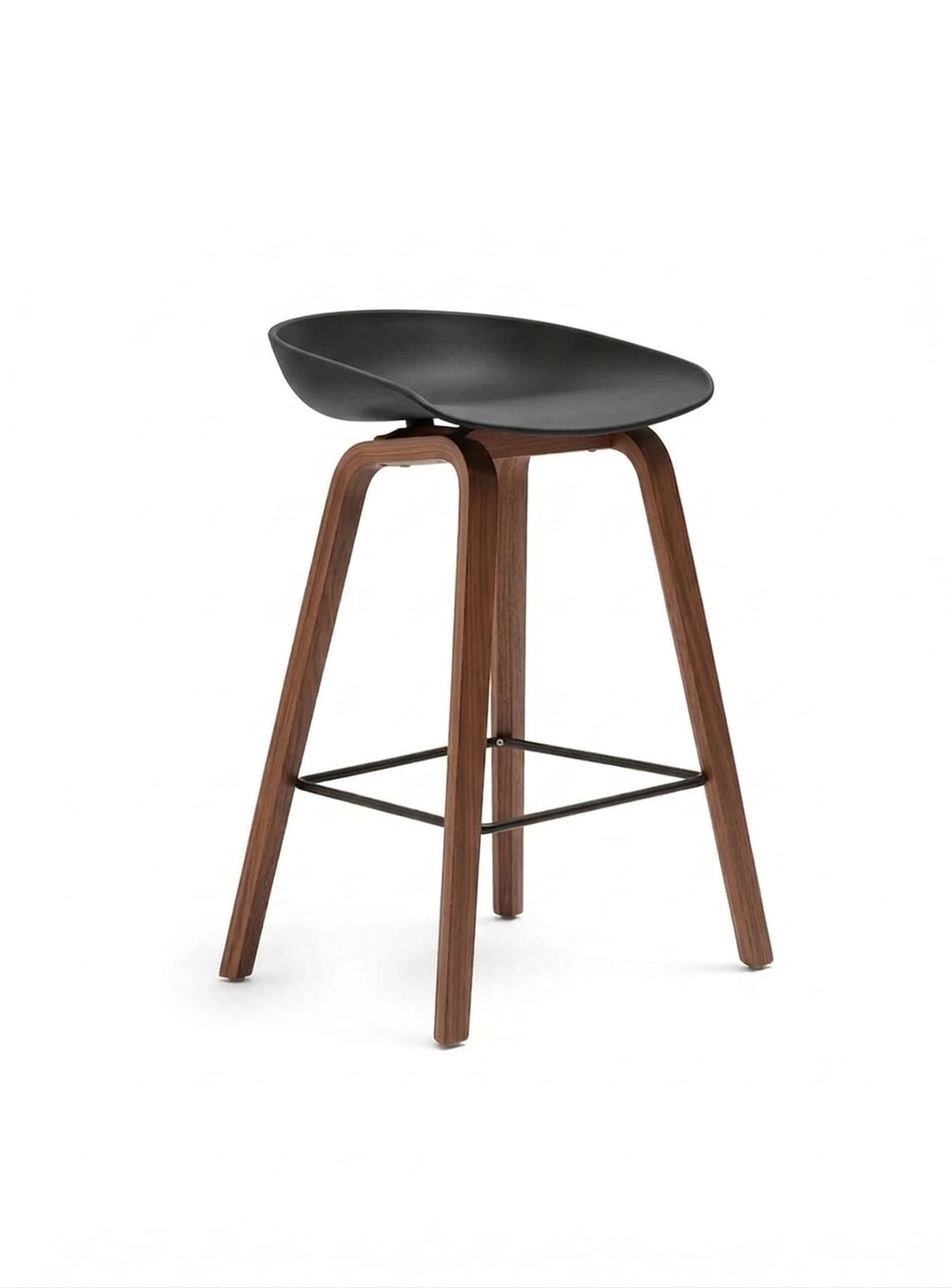 Tabouret About 32 : tabouret design bois et plastique, style épuré et durable. noir et noyer