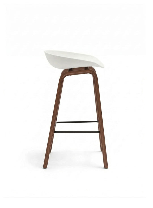 Tabouret About 32 : tabouret de comptoir design, confort et élégance intemporelle. blanc et noyer