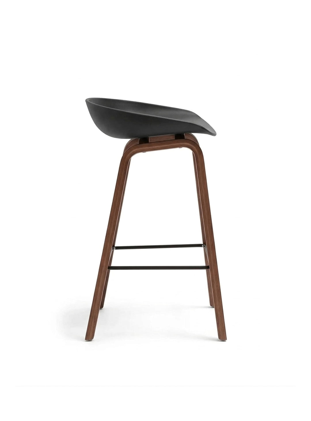 Tabouret About 32 : tabouret de bar scandinave, confort et lignes épurées. noir et noyer