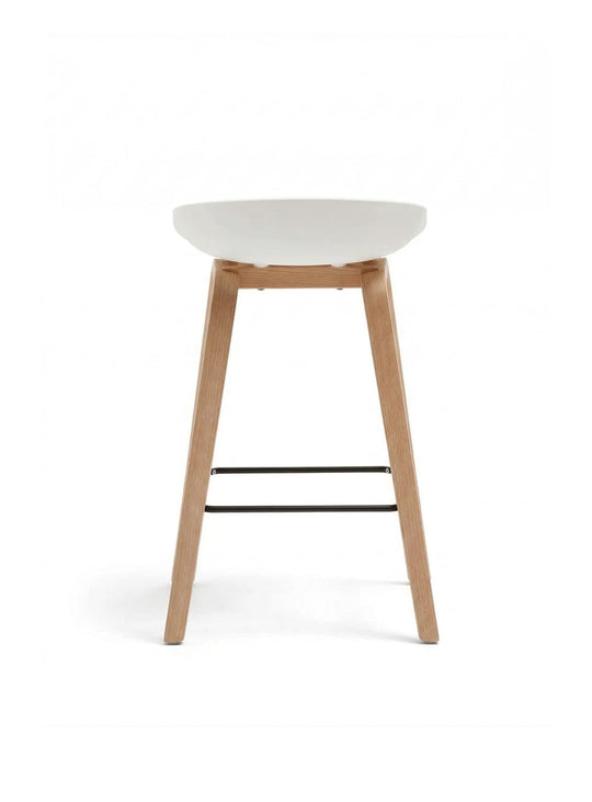 Tabouret About 32 : tabouret design contemporain, style nordique et touche industrielle. blanc et naturel