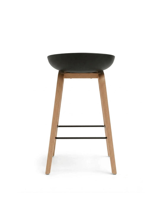 Tabouret About 32 : tabouret de comptoir moderne, bois et polypropylène durable. noir et naturel