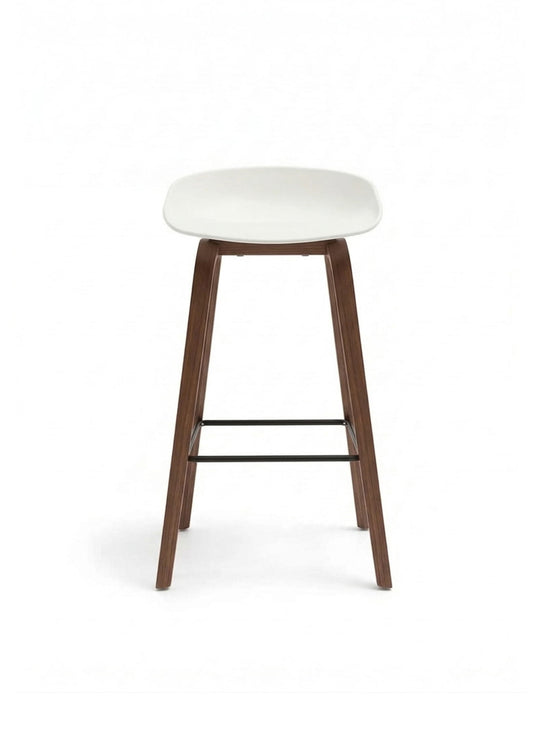 Tabouret About 32 : tabouret contemporain, design minimaliste et matériaux durables. blanc et noyer