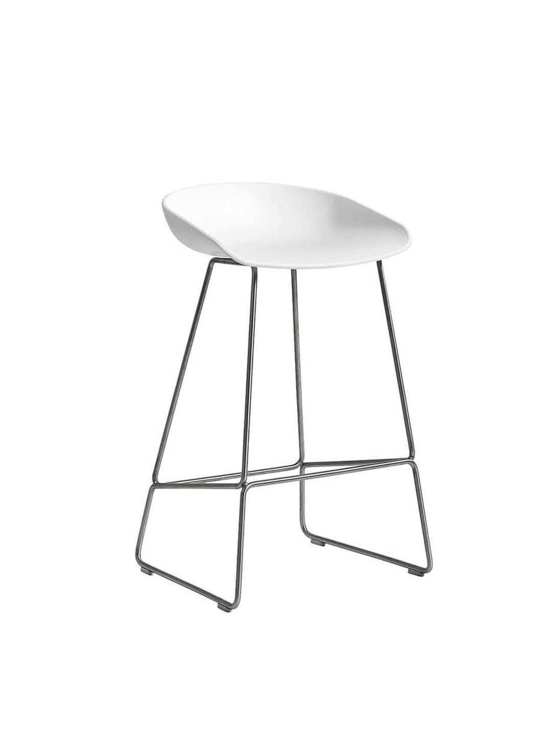 Tabouret About 38 : silhouette élégante et stabilité parfaite. blanc et chrome