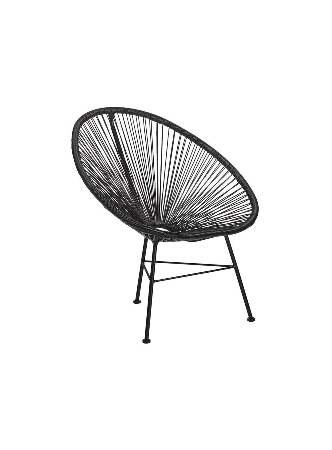 Chaise Acapulco, assise ronde et dossier incliné pour détente parfaite. noir