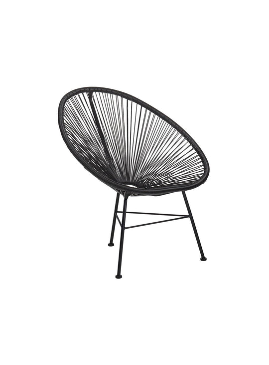 Chaise Acapulco, assise ronde et dossier incliné pour détente parfaite. noir