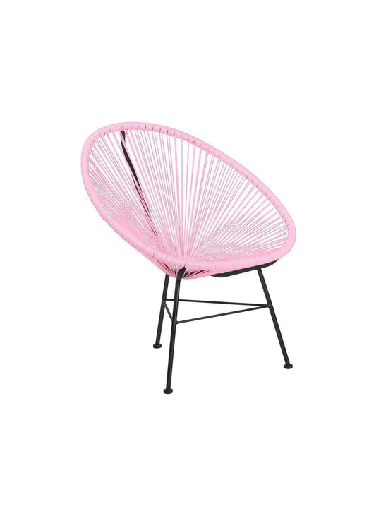 Chaise Acapulco, structure acier et assise tressée pour look vintage. rose