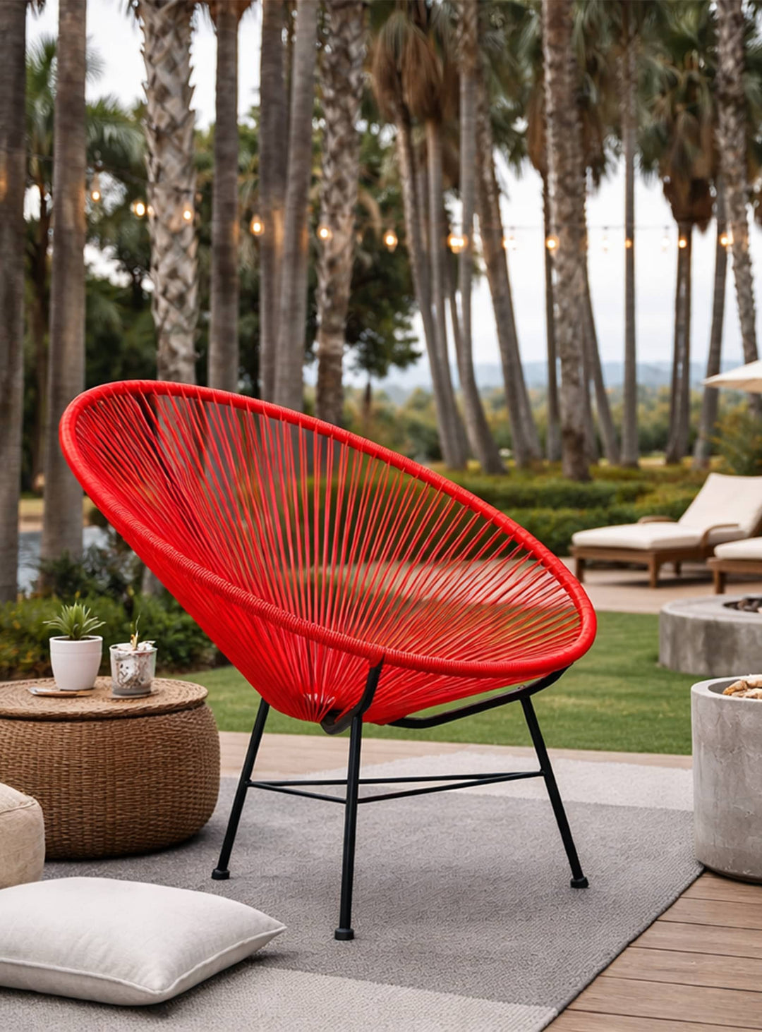 Chaise Acapulco, design mexicain emblématique et couleurs vibrantes. rouge