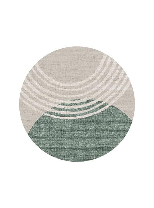 Tapis arrondis en vinyle Adama Alma Balance, parfaits pour foyers actifs avec enfants ou animaux. vert
