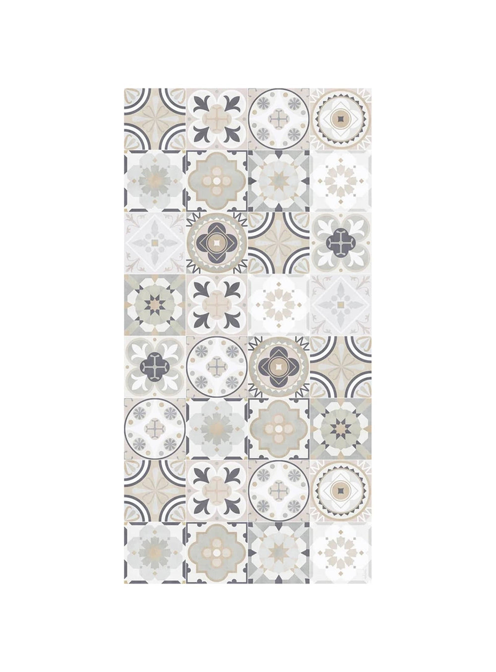 Découvrez le tapis Bluesky de D'Adama Alma, un tapis en vinyle antidérapant au design graphique et contemporain. beige
