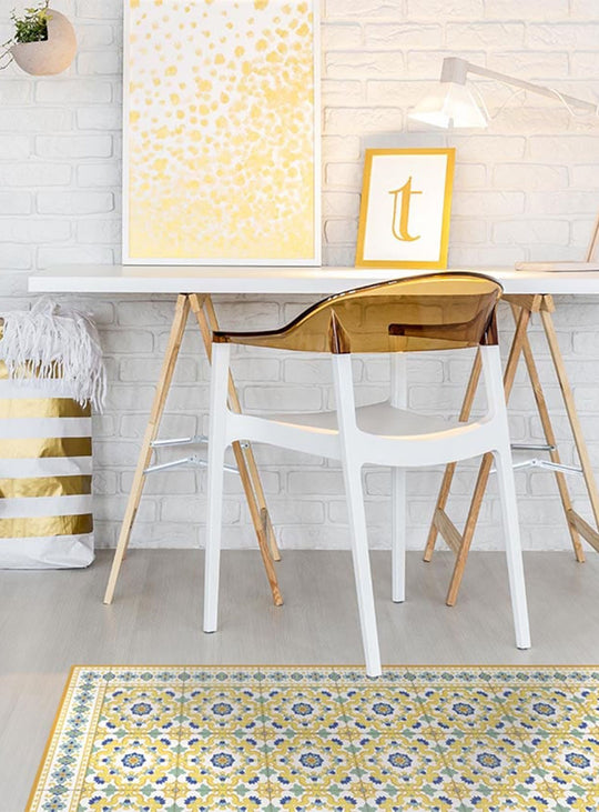 Tapis en vinyle Adama Alma Calidoscopi, faciles à nettoyer pour foyers avec animaux.