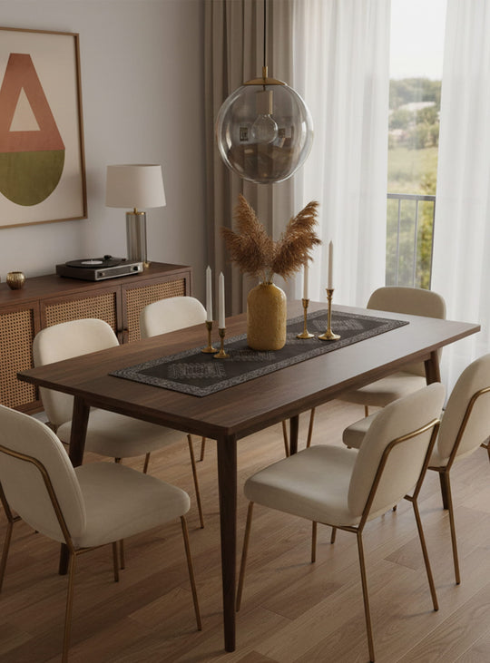 Chemins de table en vinyle Adama Alma Persan, élégance orientale et durabilité. cusco noir