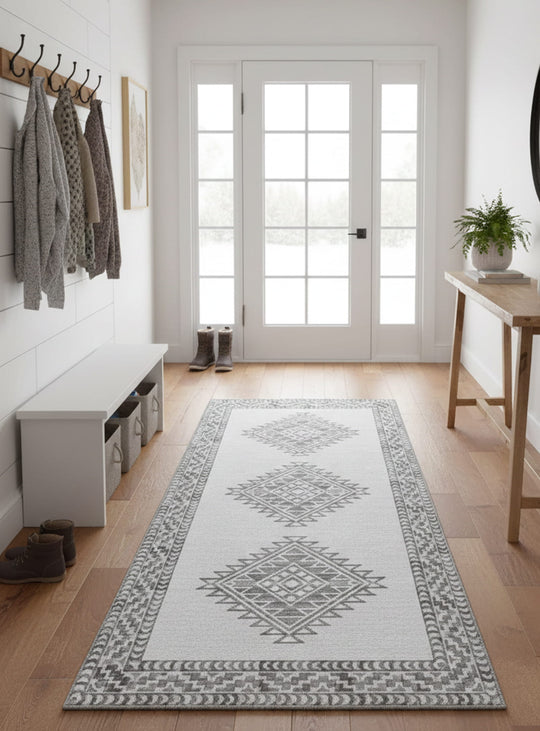 Tapis en vinyle Cusco d'Adama Alma, hypoallergénique et sûr pour les animaux. gris