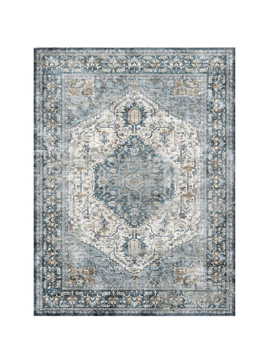 Tapis en vinyle David Adama Alma, PVC-polyester robuste pour longue tenue. bleu clair