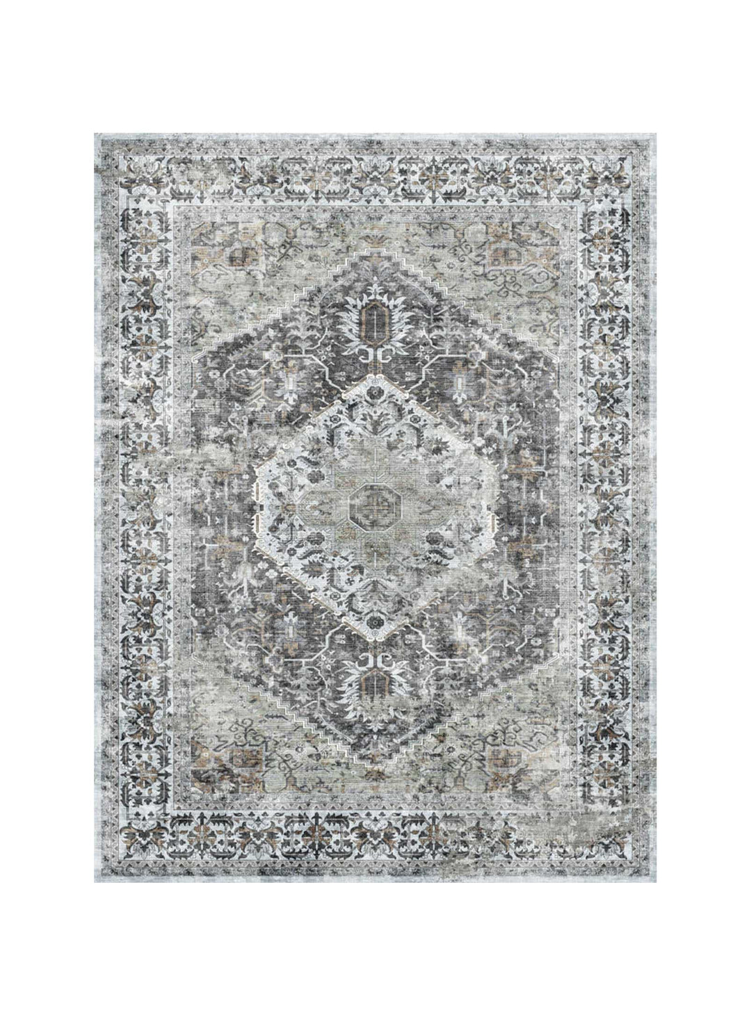 Tapis en vinyle David Adama Alma, facile à nettoyer et parfait pour familles actives. gris